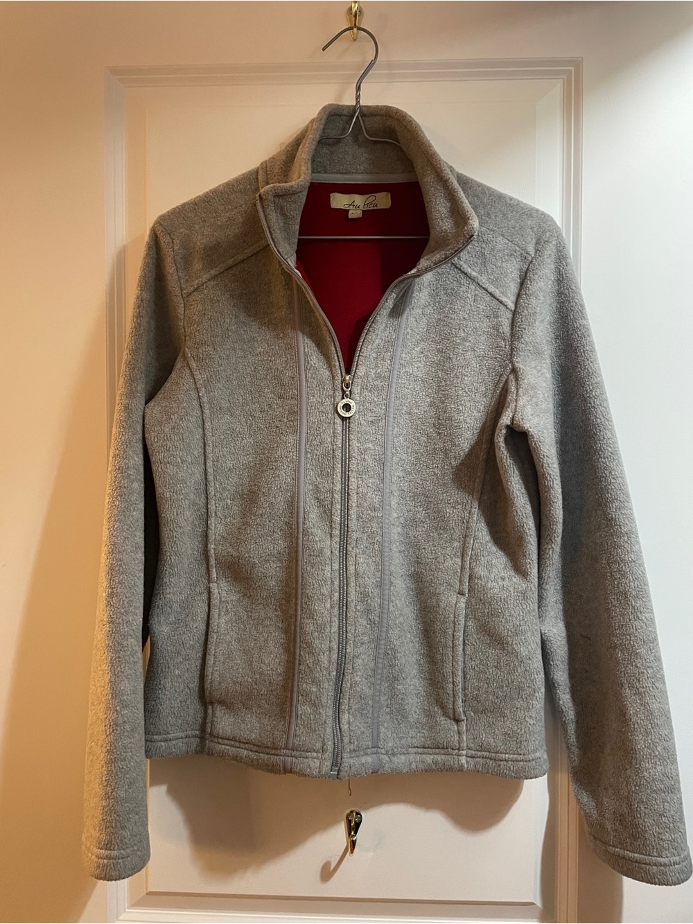 Women's Light Gray Zip-Up Fleece Jacket - Casual Layering